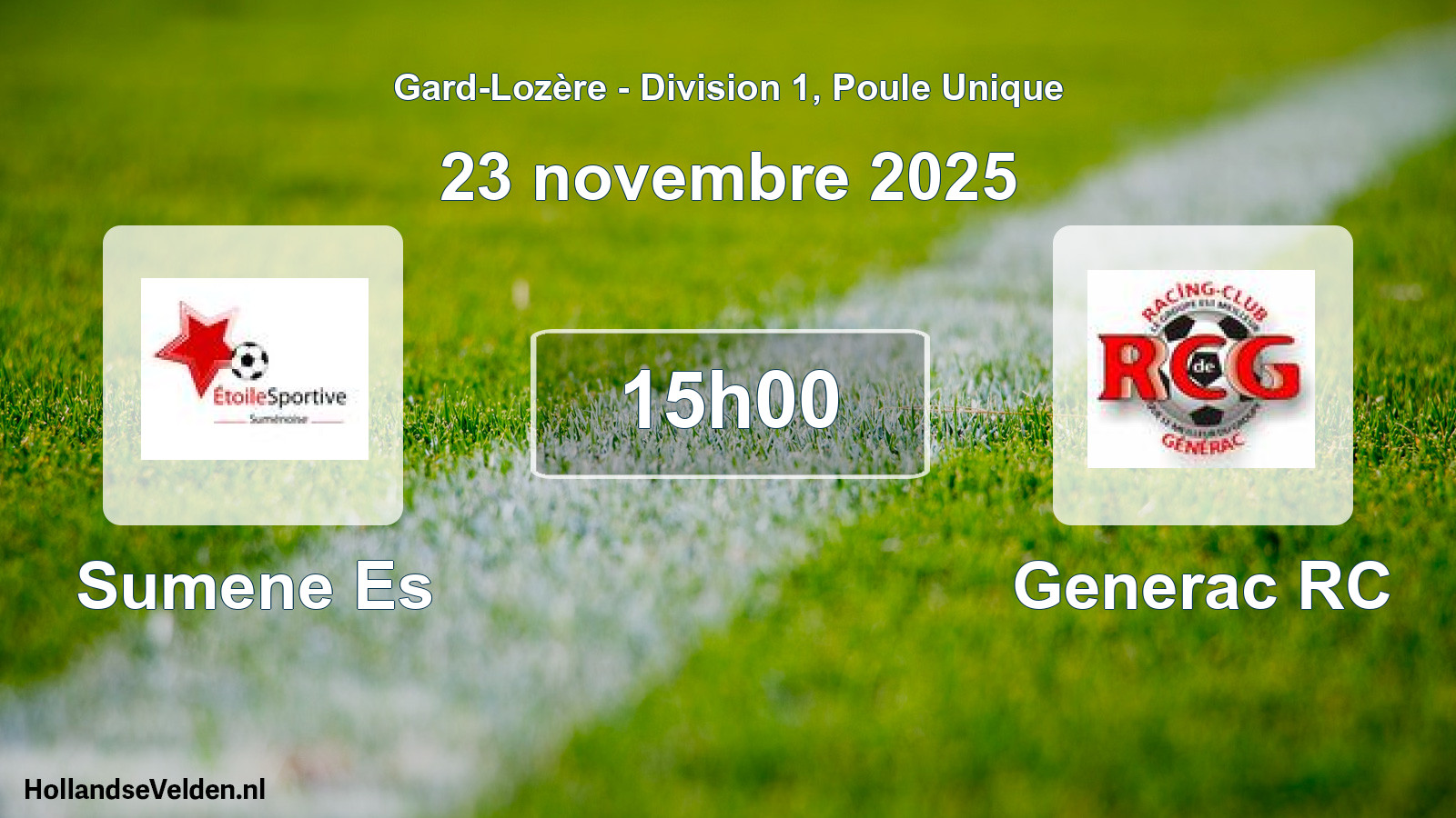Match programmé: Sumene Es - Generac RC (23 novembre 2025)