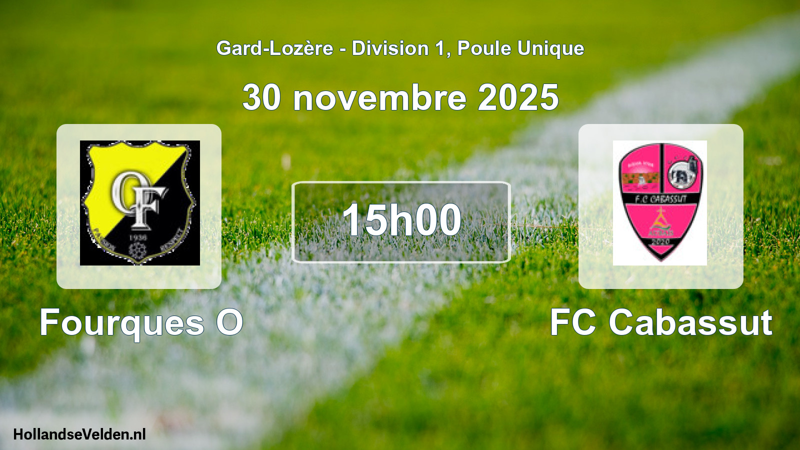 Match programmé: Fourques O - FC Cabassut (30 novembre 2025)