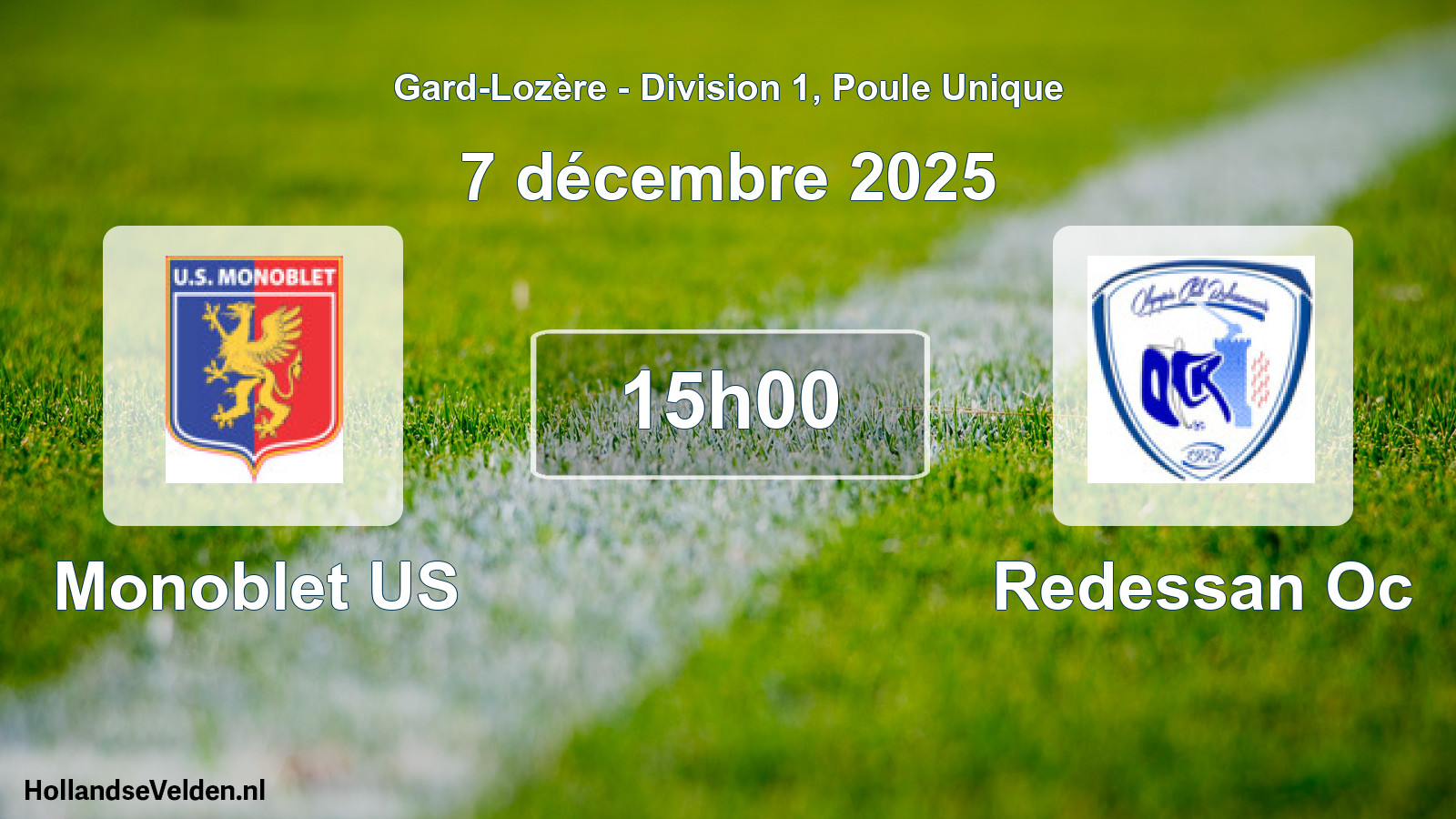 Match programmé: Monoblet US - Redessan Oc (7 décembre 2025)