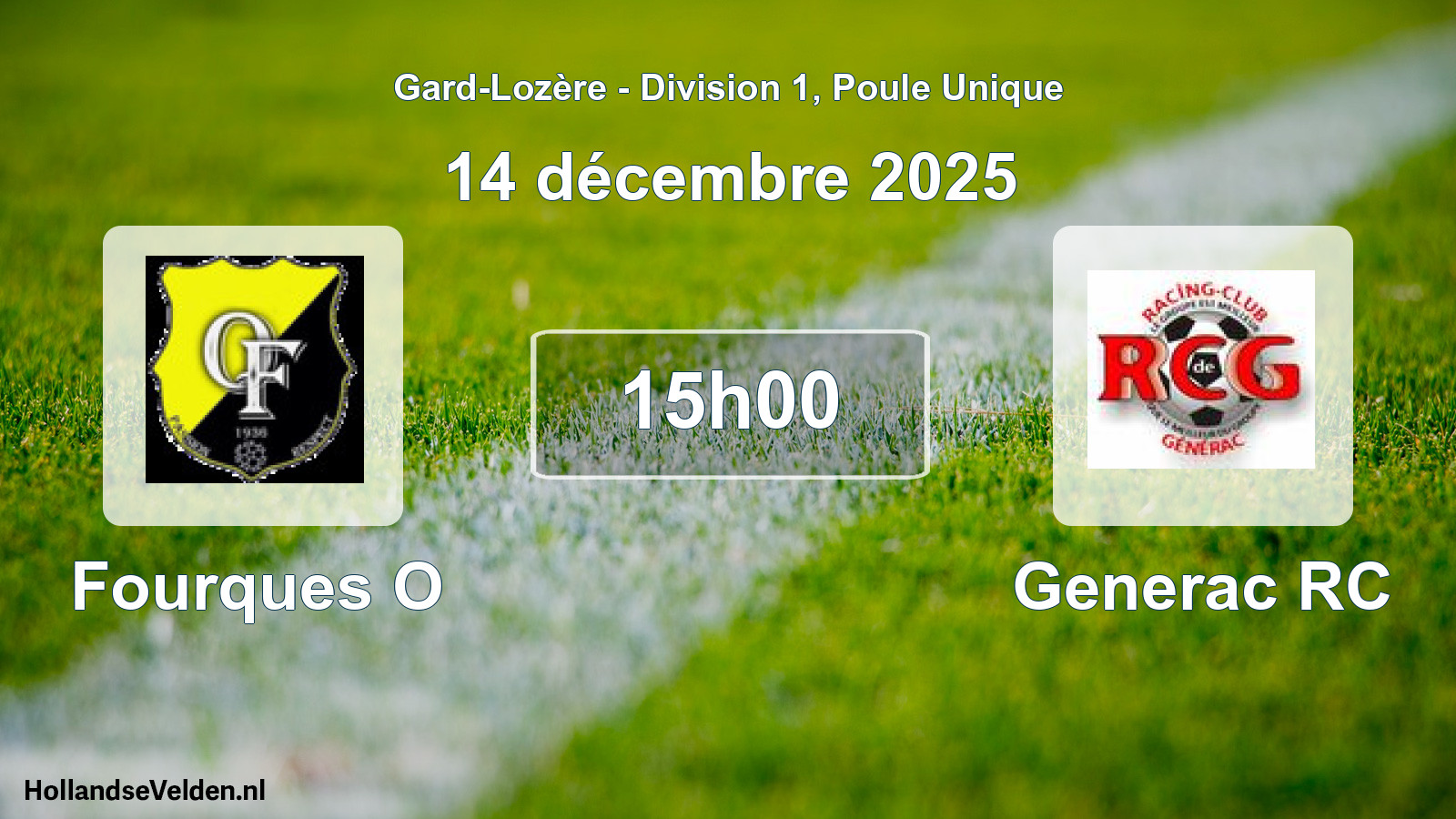 Match programmé: Fourques O - Generac RC (14 décembre 2025)