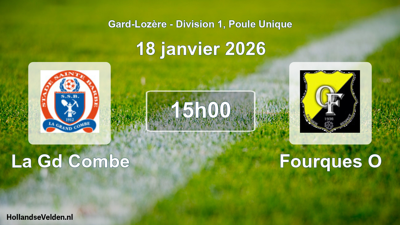 Match programmé: La Gd Combe - Fourques O (18 janvier 2026)