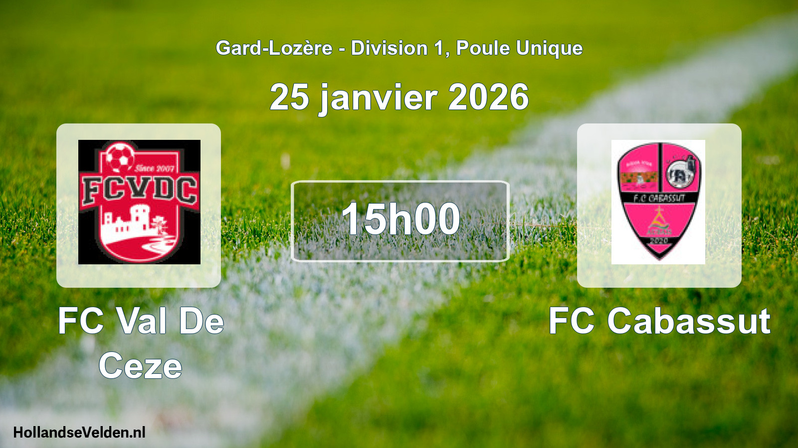 Geplande wedstrijd: FC Val De Ceze - FC Cabassut (25 januari 2026)