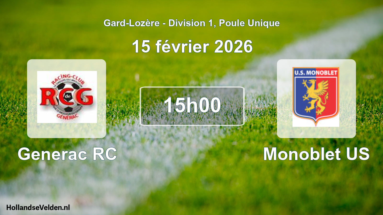 Match programmé: Generac RC - Monoblet US (15 février 2026)
