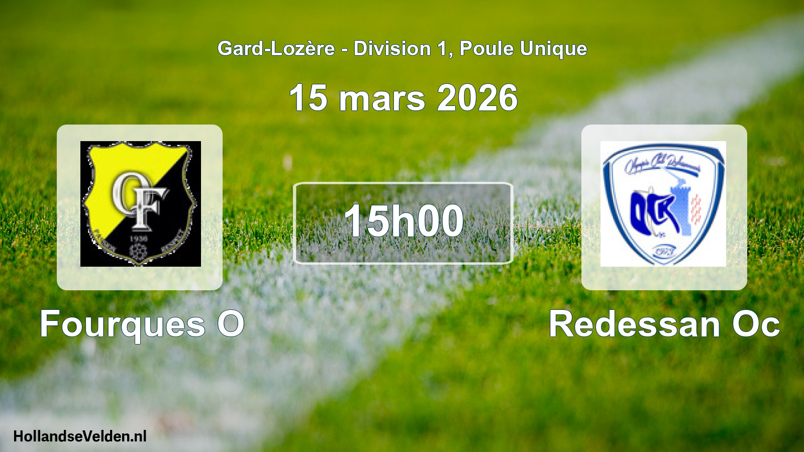 Match programmé: Fourques O - Redessan Oc (15 mars 2026)