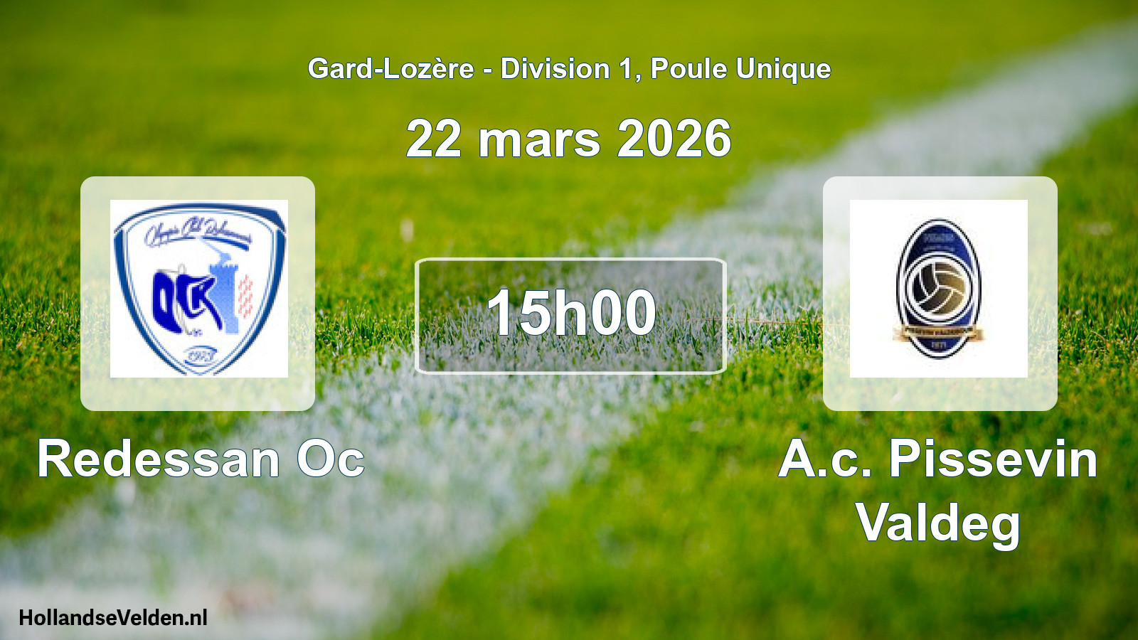 Match programmé: Redessan Oc - A.c. Pissevin Valdeg (22 mars 2026)
