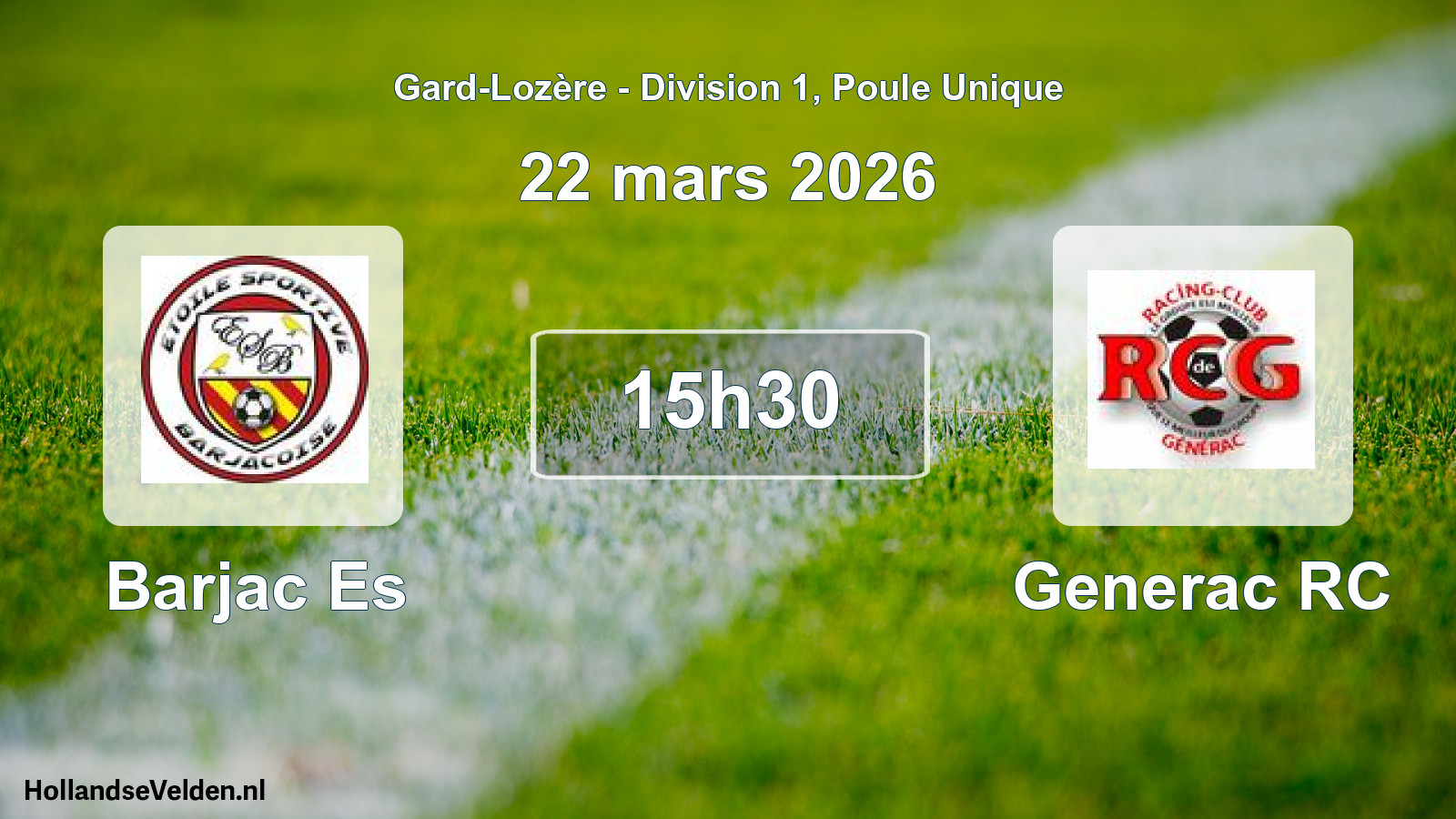 Match programmé: Barjac Es - Generac RC (22 mars 2026)