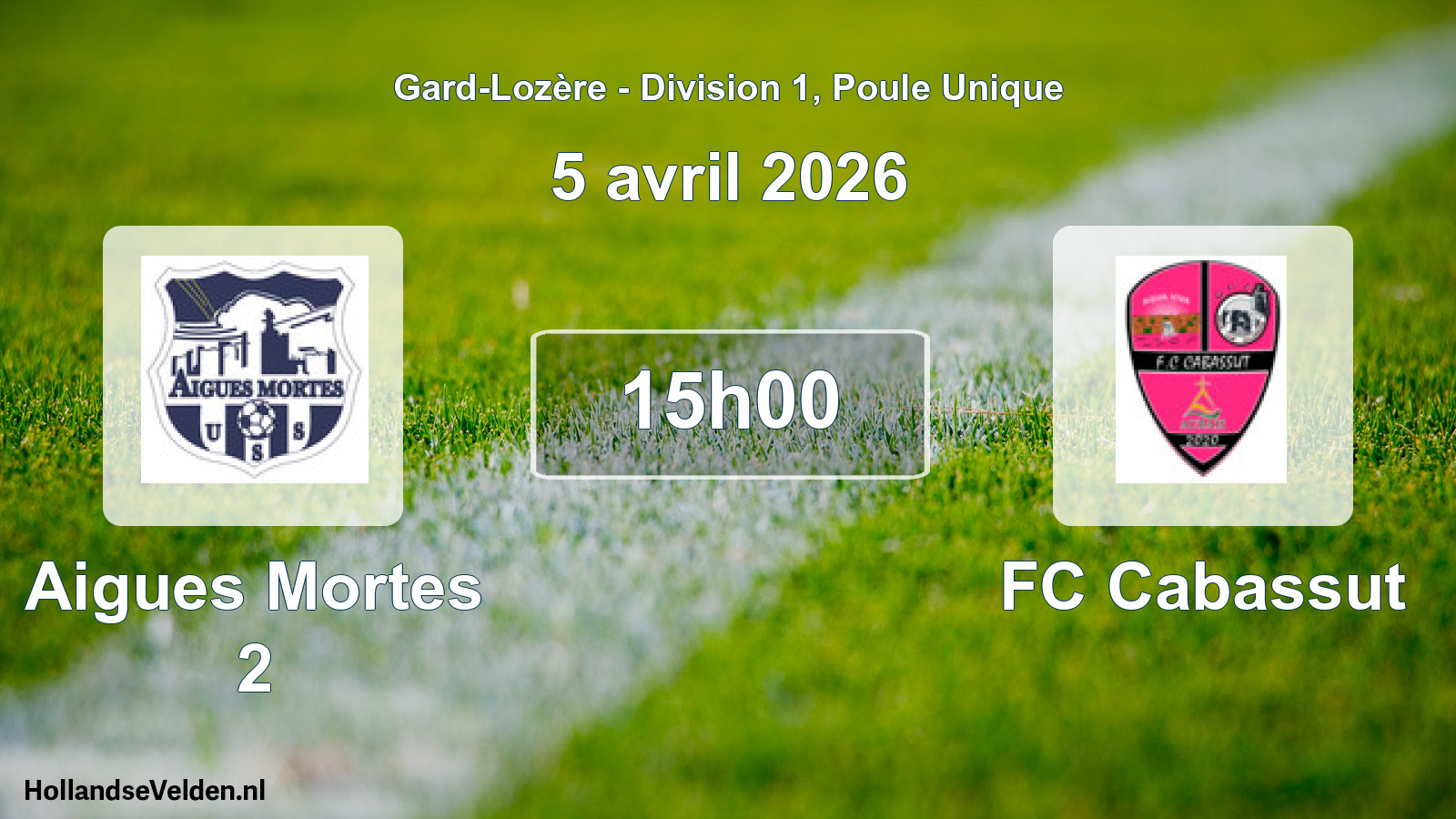 Geplande wedstrijd: Aigues Mortes 2 - FC Cabassut (5 april 2026)
