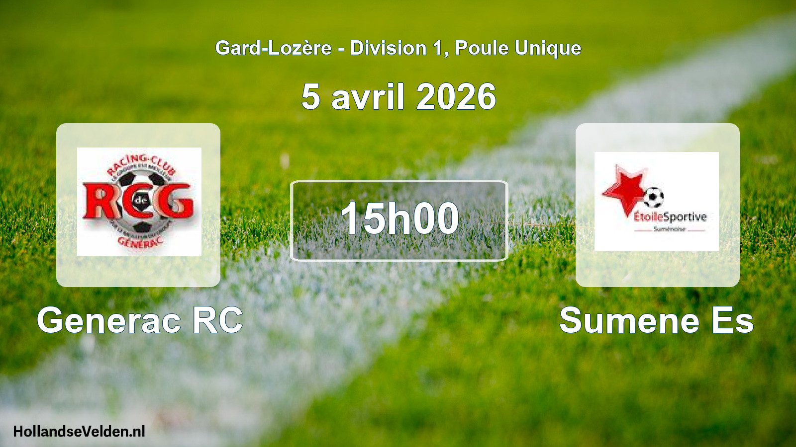 Match programmé: Generac RC - Sumene Es (5 avril 2026)