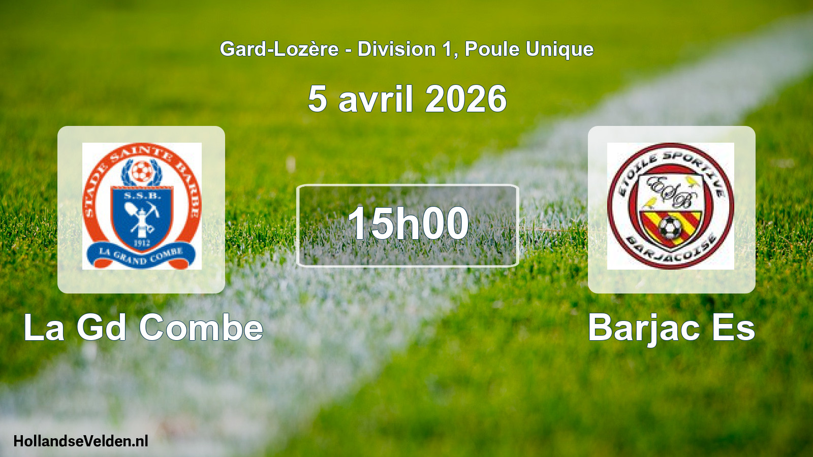 Match programmé: La Gd Combe - Barjac Es (5 avril 2026)