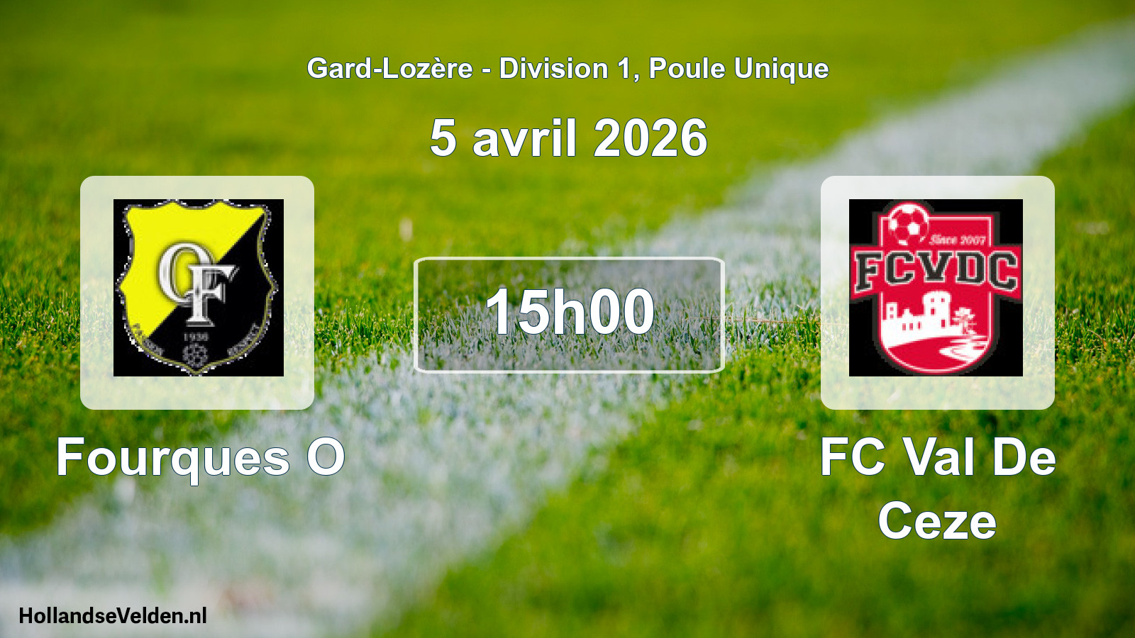 Geplande wedstrijd: Fourques O - FC Val De Ceze (5 april 2026)