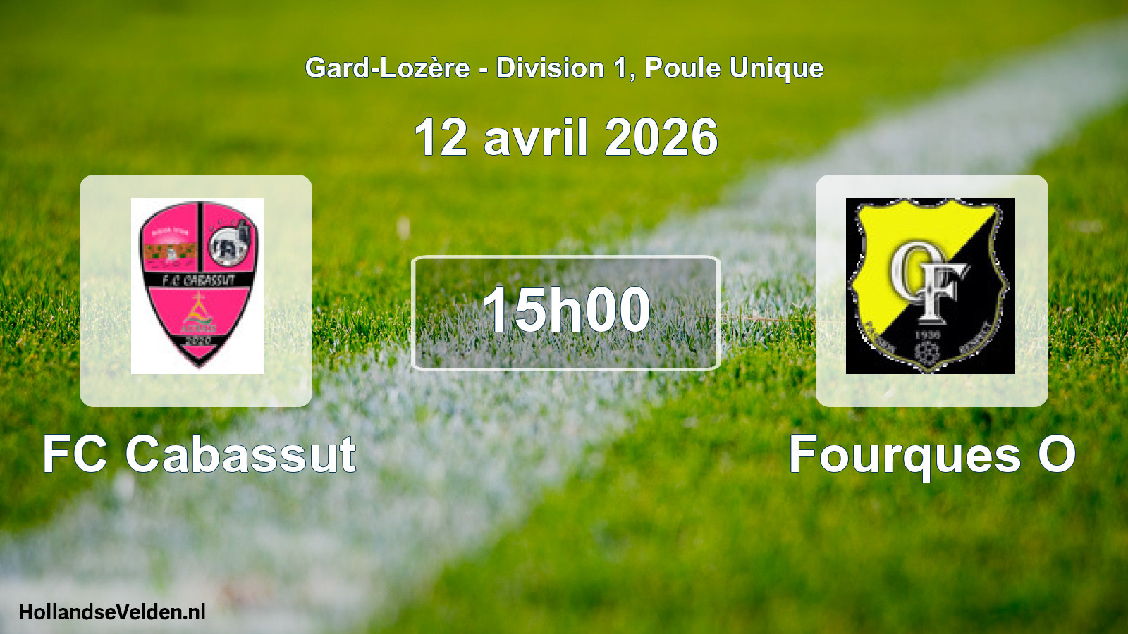 Match programmé: FC Cabassut - Fourques O (12 avril 2026)