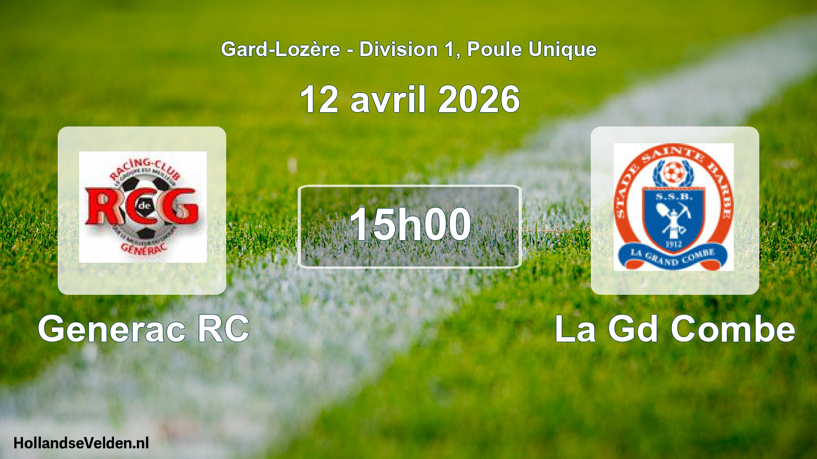 Match programmé: Generac RC - La Gd Combe (12 avril 2026)