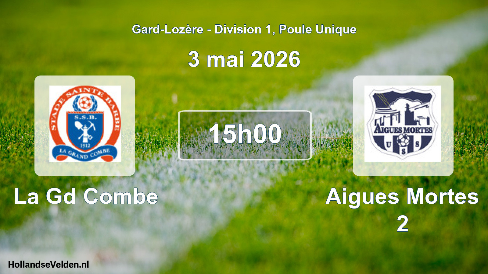 Match programmé: La Gd Combe - Aigues Mortes 2 (3 mai 2026)