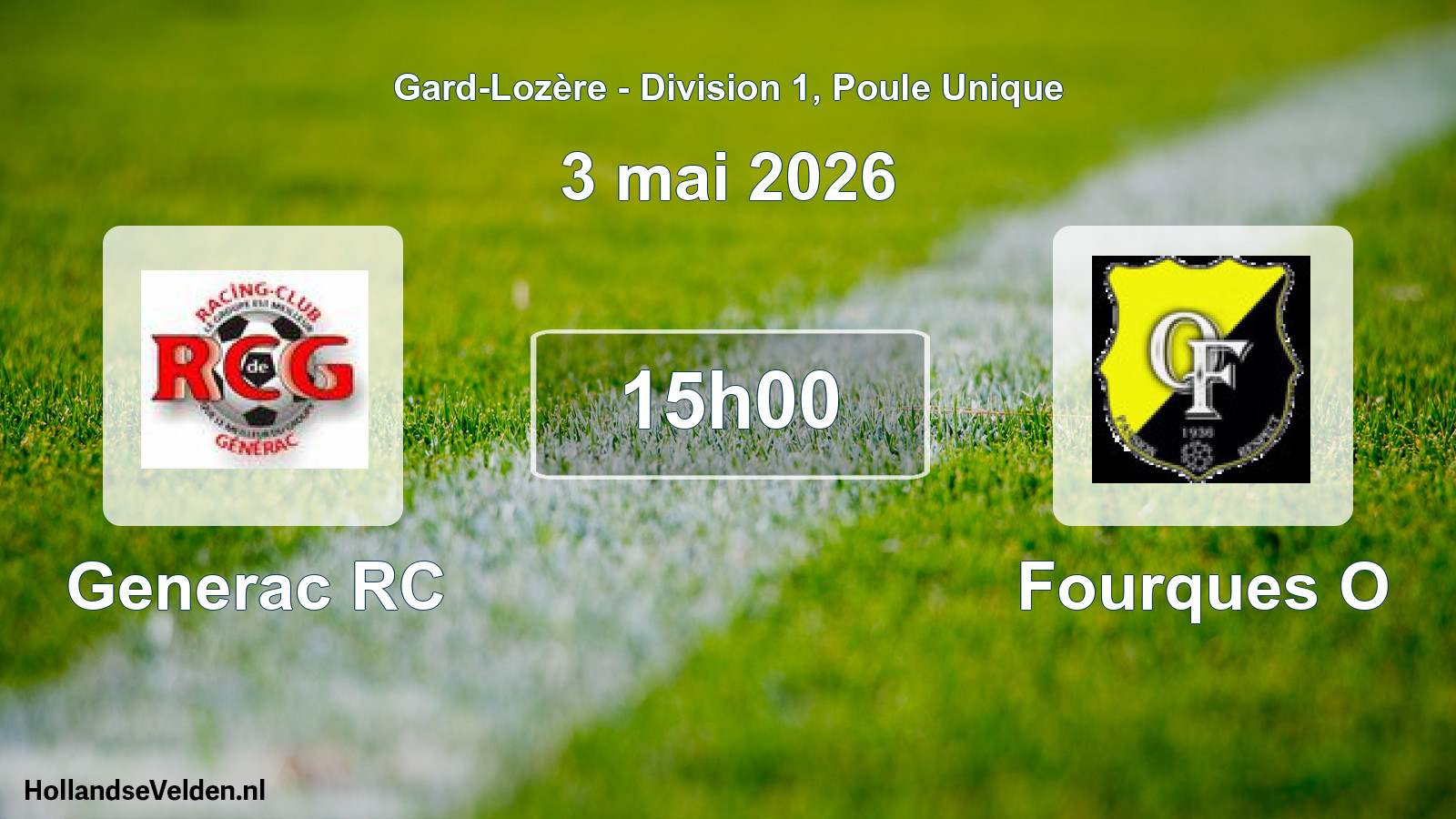 Match programmé: Generac RC - Fourques O (3 mai 2026)