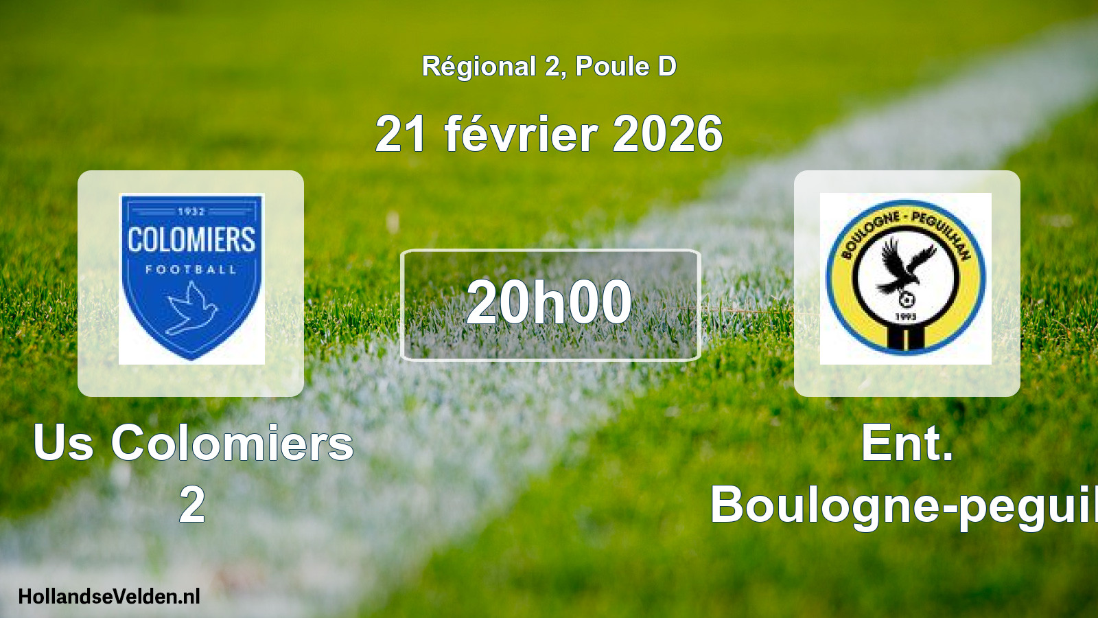 Geplande wedstrijd: Us Colomiers 2 - Ent. Boulogne-peguil (21 février 2026)