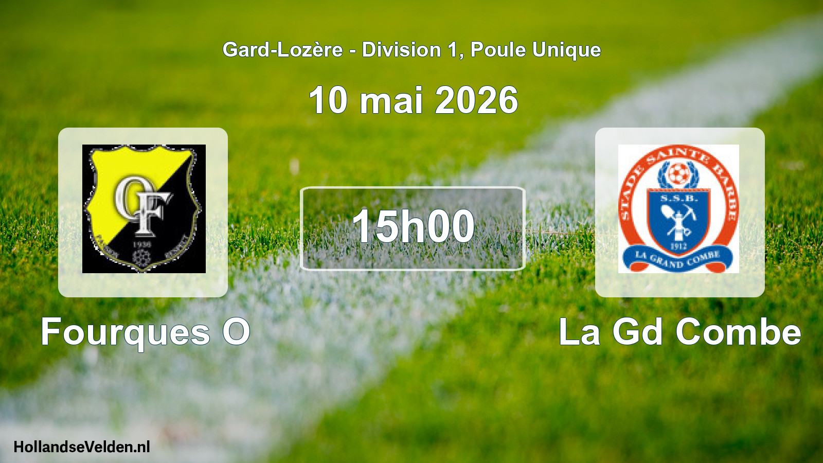Match programmé: Fourques O - La Gd Combe (10 mai 2026)