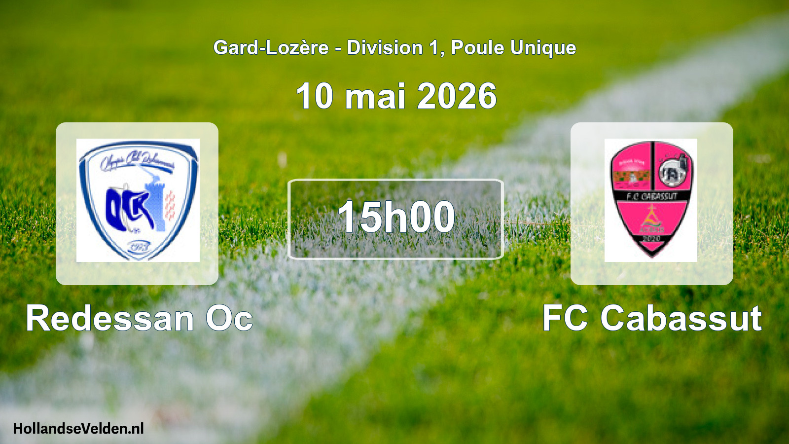 Match programmé: Redessan Oc - FC Cabassut (10 mai 2026)