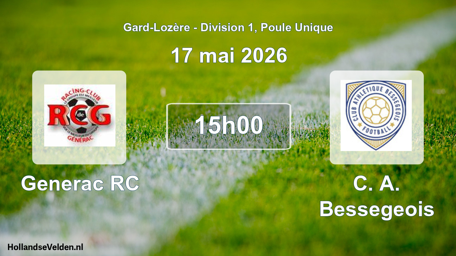 Match programmé: Generac RC - C. A. Bessegeois (17 mai 2026)