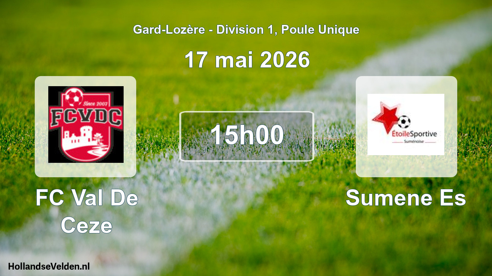 Match programmé: FC Val De Ceze - Sumene Es (17 mai 2026)
