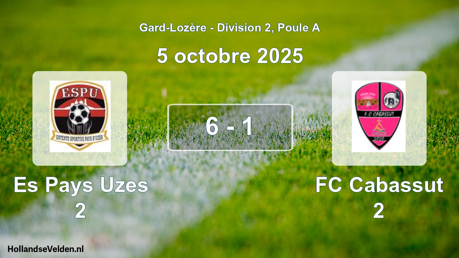 Match joué: Es Pays Uzes 2 - FC Cabassut 2 6 - 1 (5 octobre 2025)