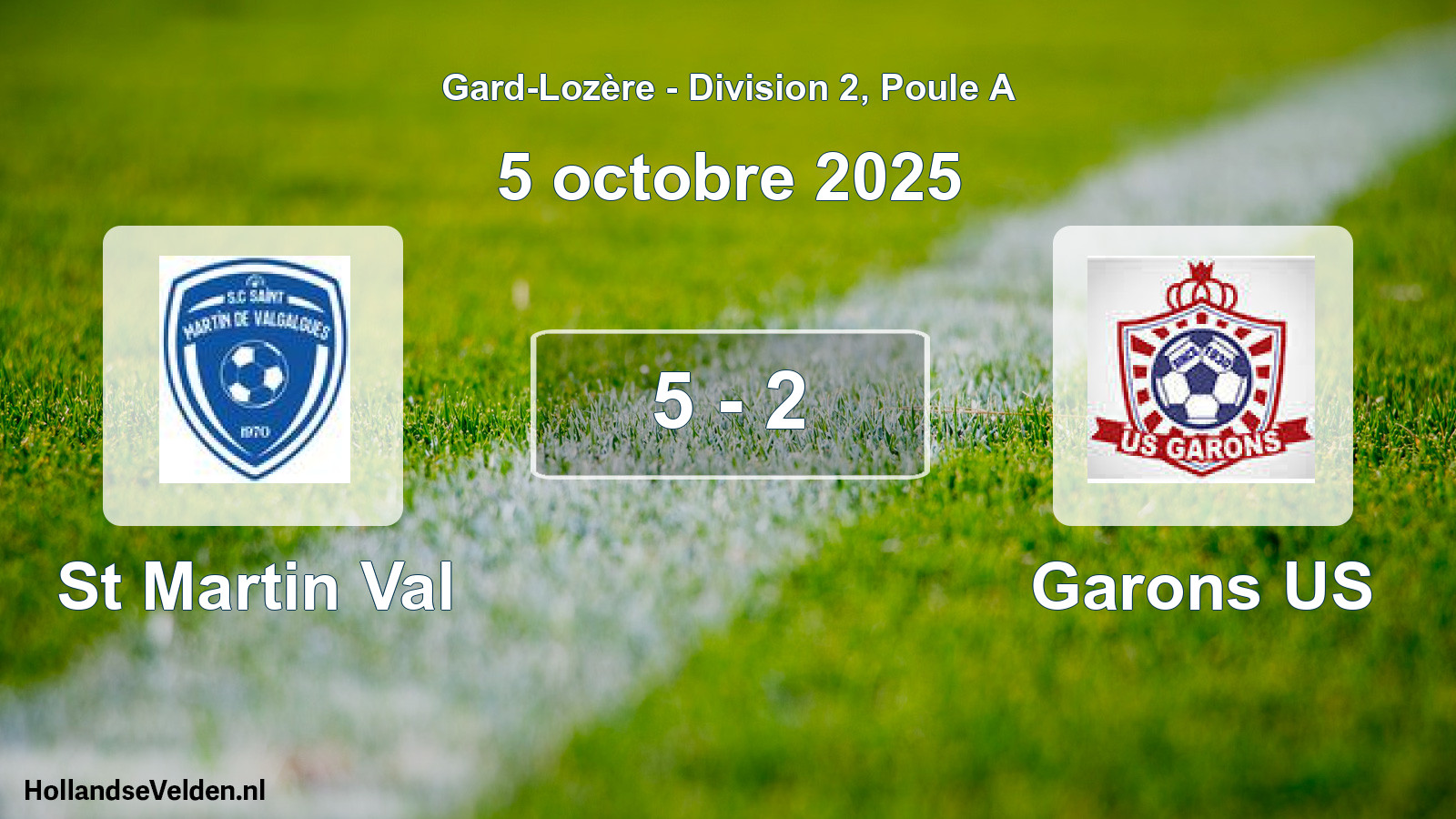Total number of matches played: St Martin Val - Garons US 5 - 2 (5 October 2025)