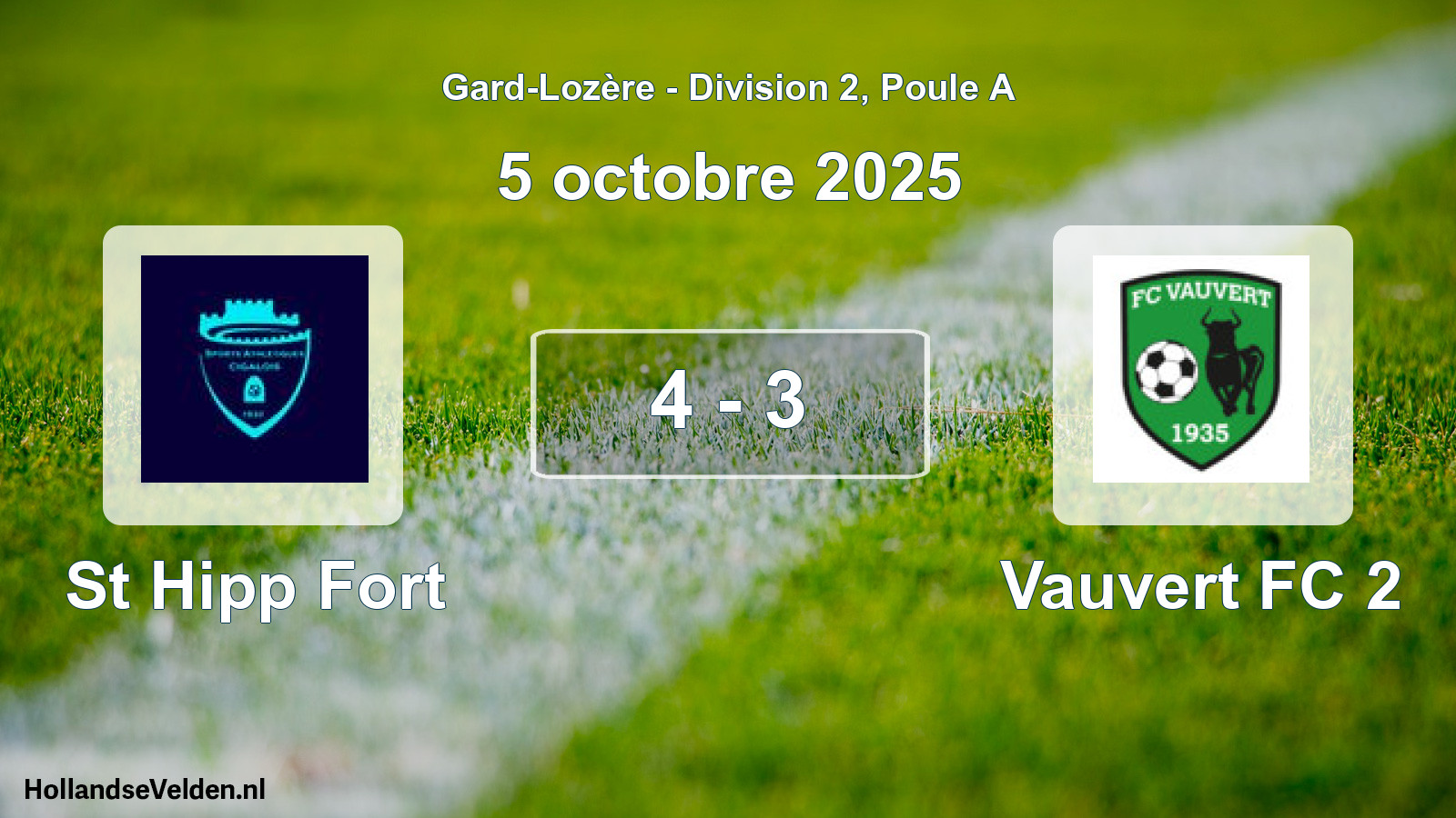 Match joué: St Hipp Fort - Vauvert FC 2 4 - 3 (5 octobre 2025)