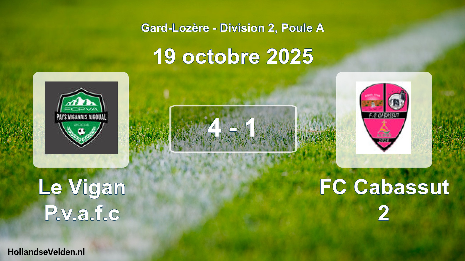 Total number of matches played: Le Vigan P.v.a.f.c - FC Cabassut 2 4 - 1 (19 October 2025)
