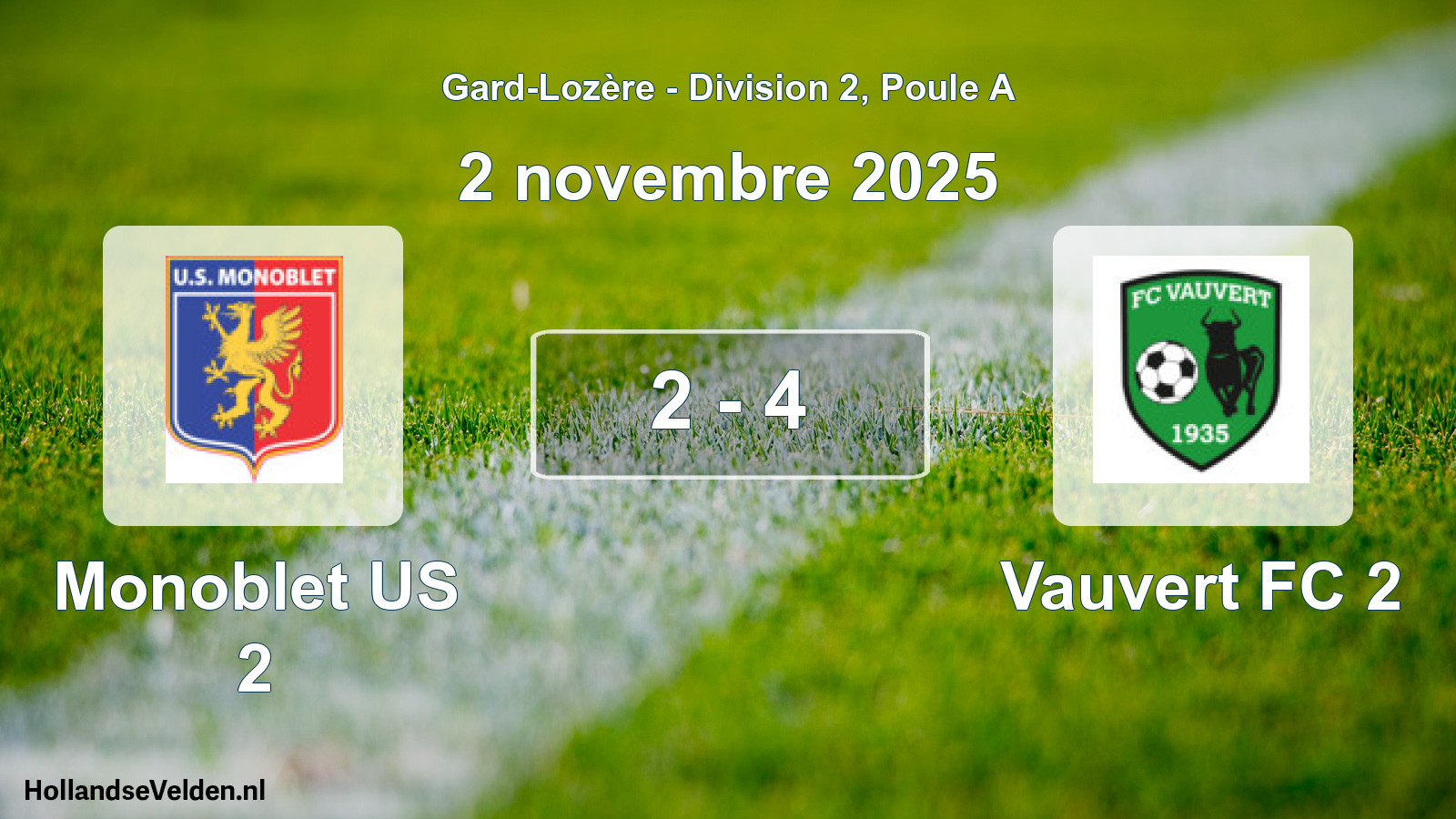 Total number of matches played: Monoblet US 2 - Vauvert FC 2 2 - 4 (2 November 2025)