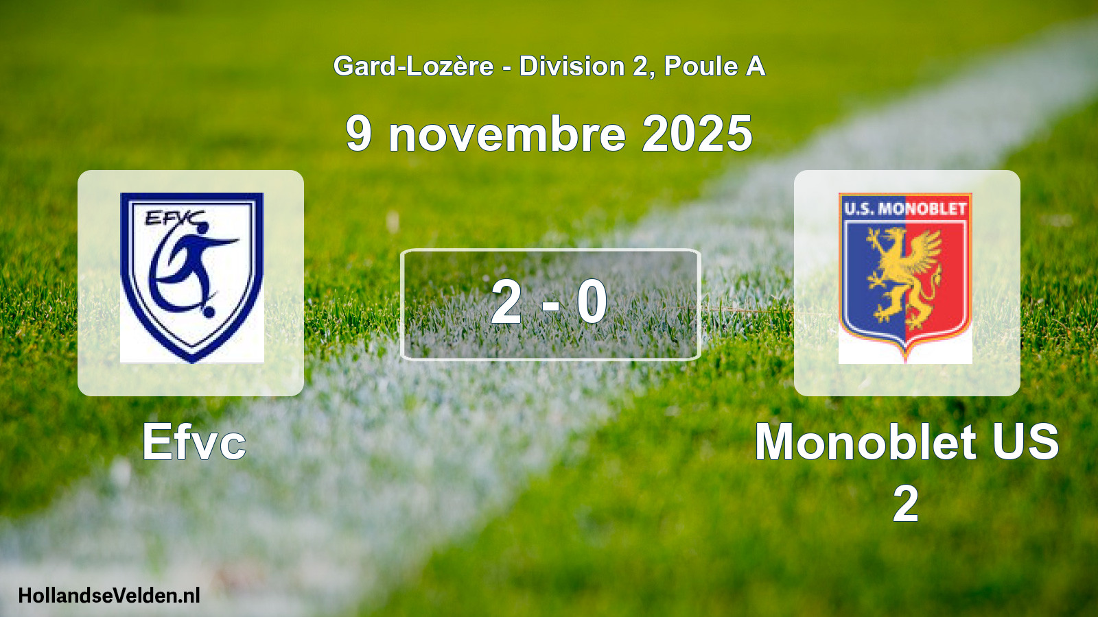 Match joué: Efvc - Monoblet US 2 2 - 0 (9 novembre 2025)