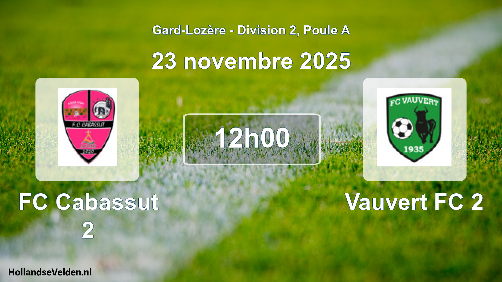 Match programmé: FC Cabassut 2 - Vauvert FC 2 (23 novembre 2025)