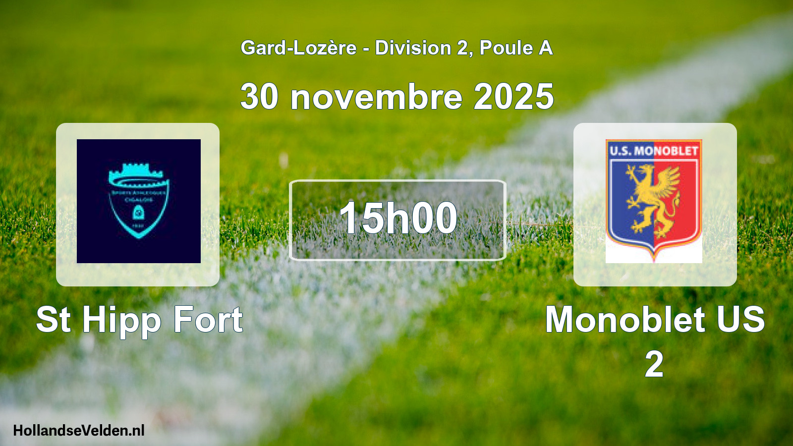 Match programmé: St Hipp Fort - Monoblet US 2 (30 novembre 2025)
