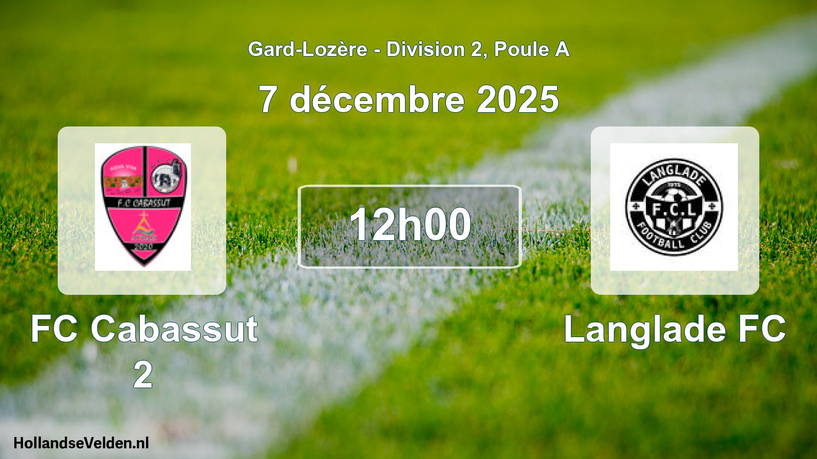 Match programmé: FC Cabassut 2 - Langlade FC (7 décembre 2025)