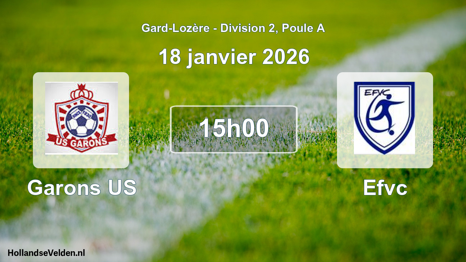 Match programmé: Garons US - Efvc (18 janvier 2026)