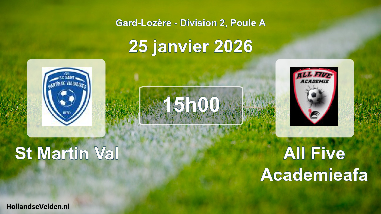 Geplande wedstrijd: St Martin Val - All Five Academieafa (25 januari 2026)