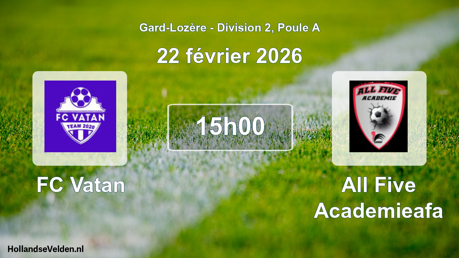 Geplande wedstrijd: FC Vatan - All Five Academieafa (22 februari 2026)
