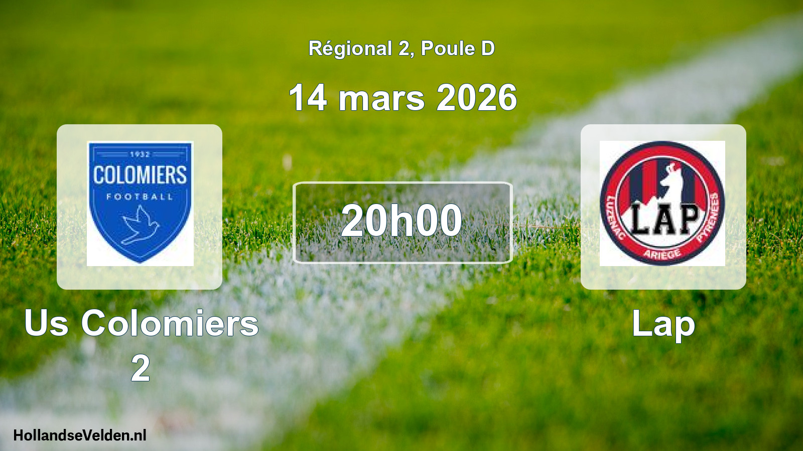 Geplande wedstrijd: Us Colomiers 2 - Lap (14 maart 2026)