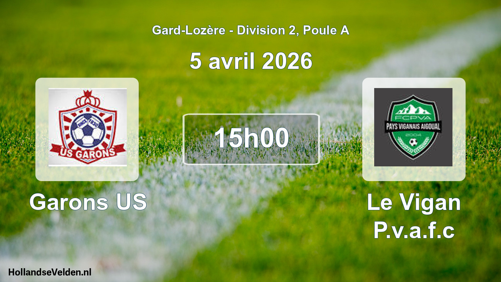 Match programmé: Garons US - Le Vigan P.v.a.f.c (5 avril 2026)