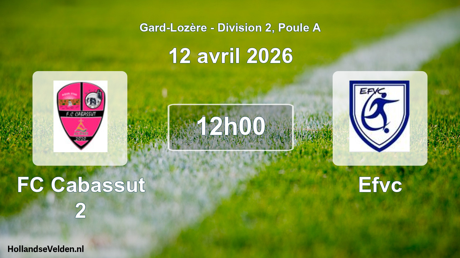 Match programmé: FC Cabassut 2 - Efvc (12 avril 2026)
