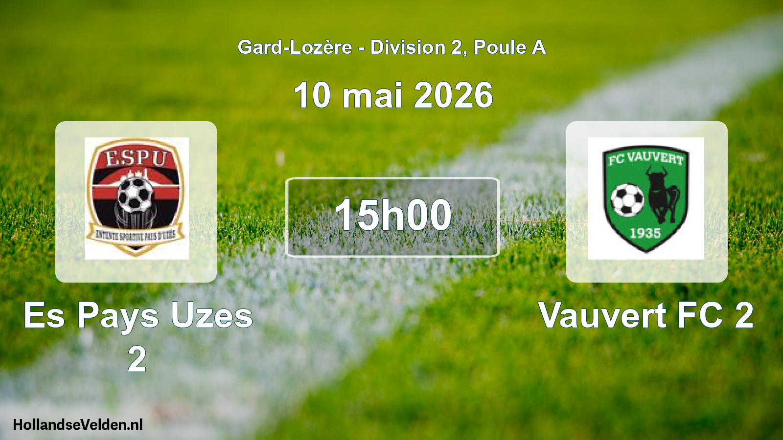 Match programmé: Es Pays Uzes 2 - Vauvert FC 2 (10 mai 2026)