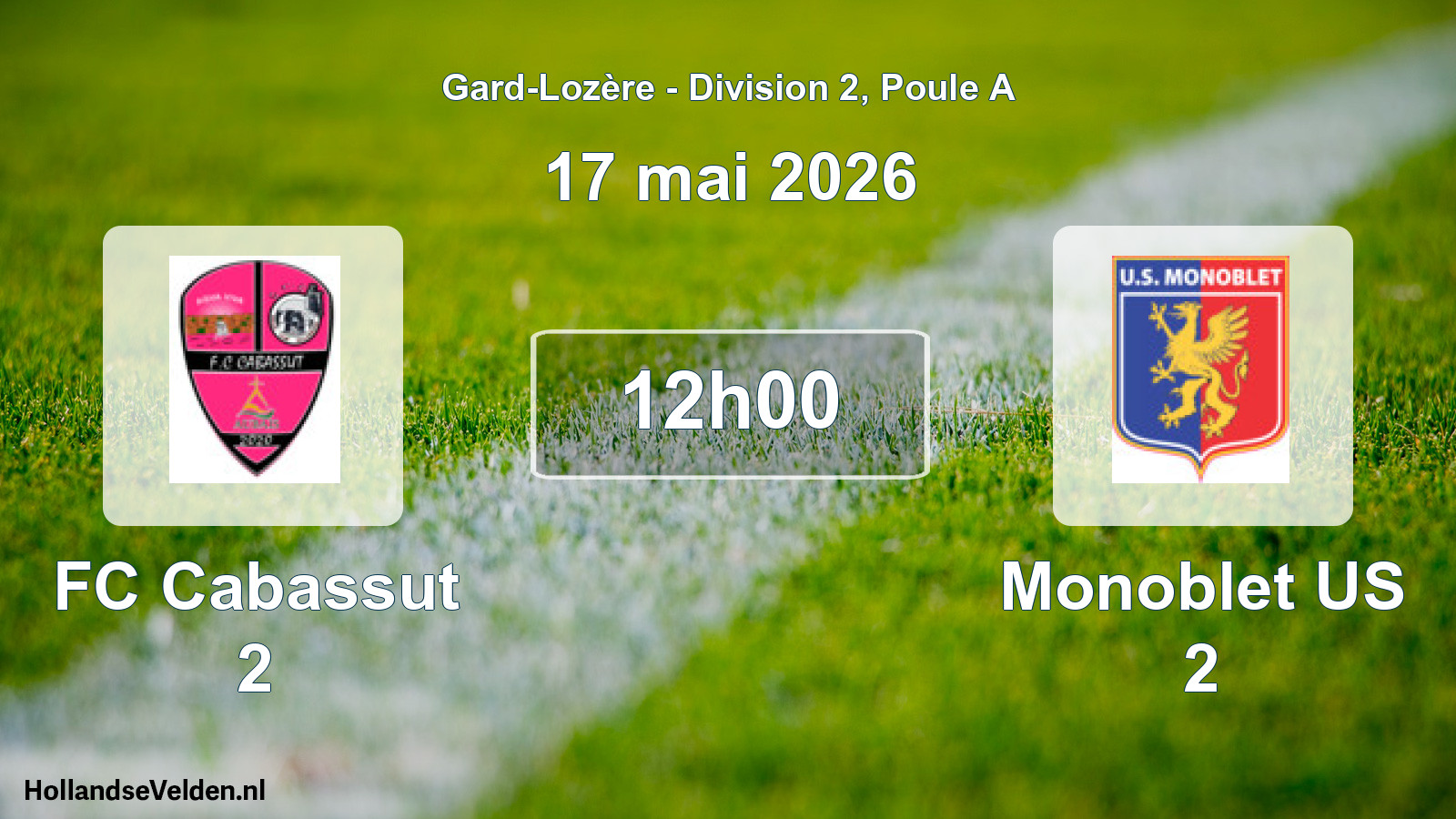 Match programmé: FC Cabassut 2 - Monoblet US 2 (17 mai 2026)