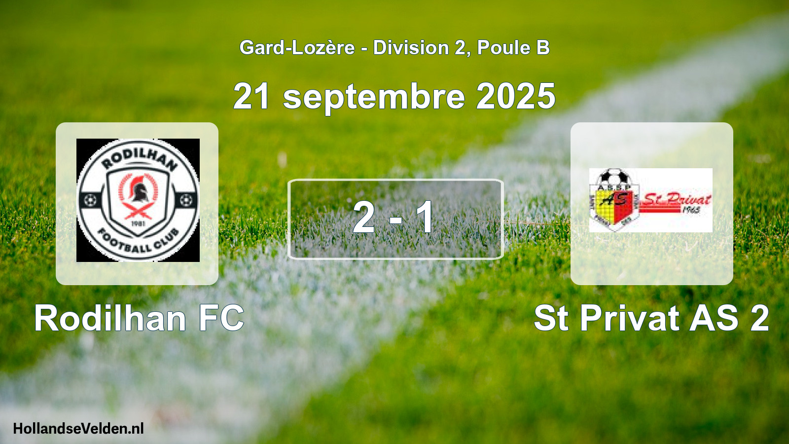 Match joué: Rodilhan FC - St Privat AS 2 2 - 1 (21 septembre 2025)