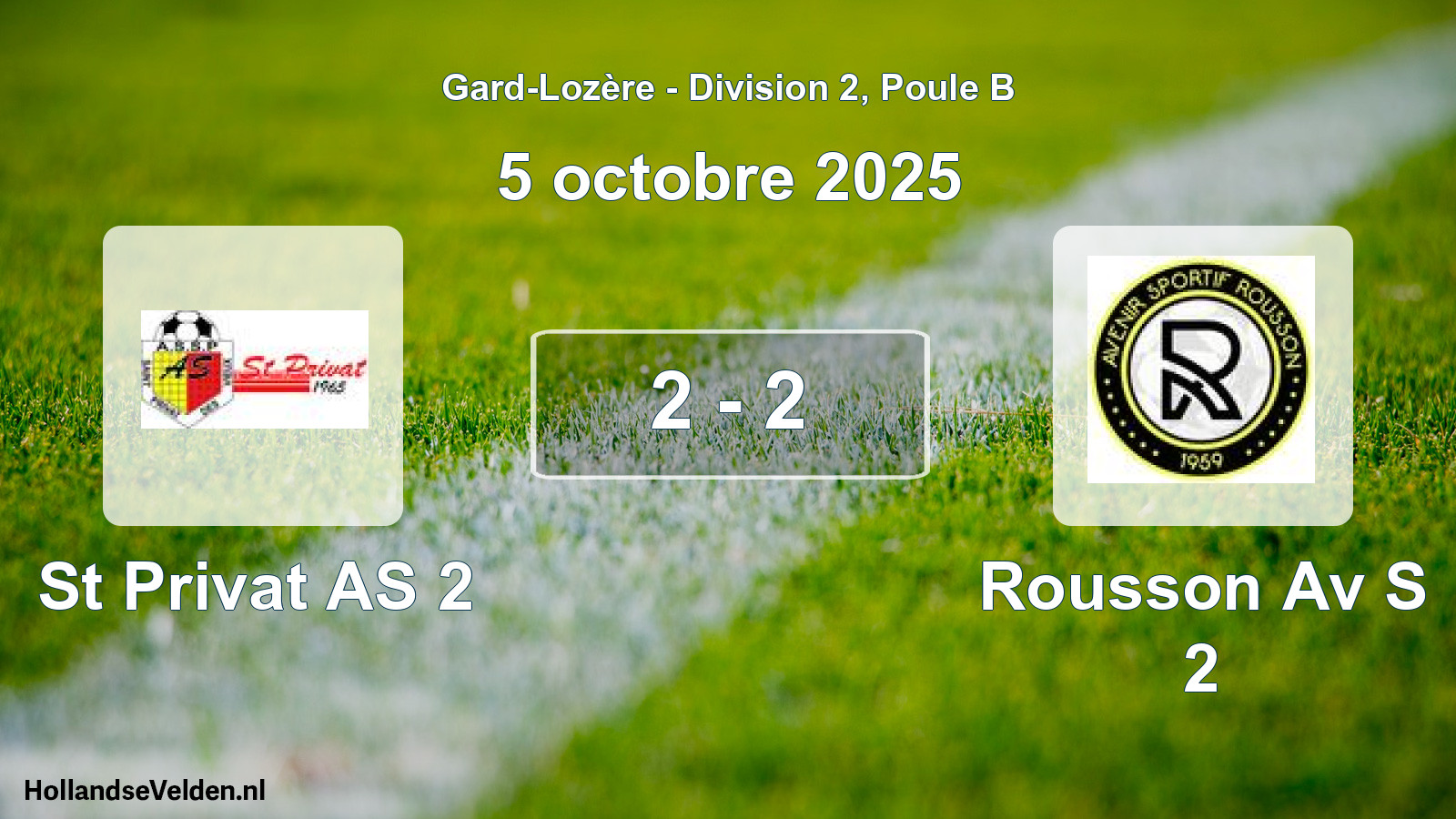 Match joué: St Privat AS 2 - Rousson Av S 2 2 - 2 (5 octobre 2025)
