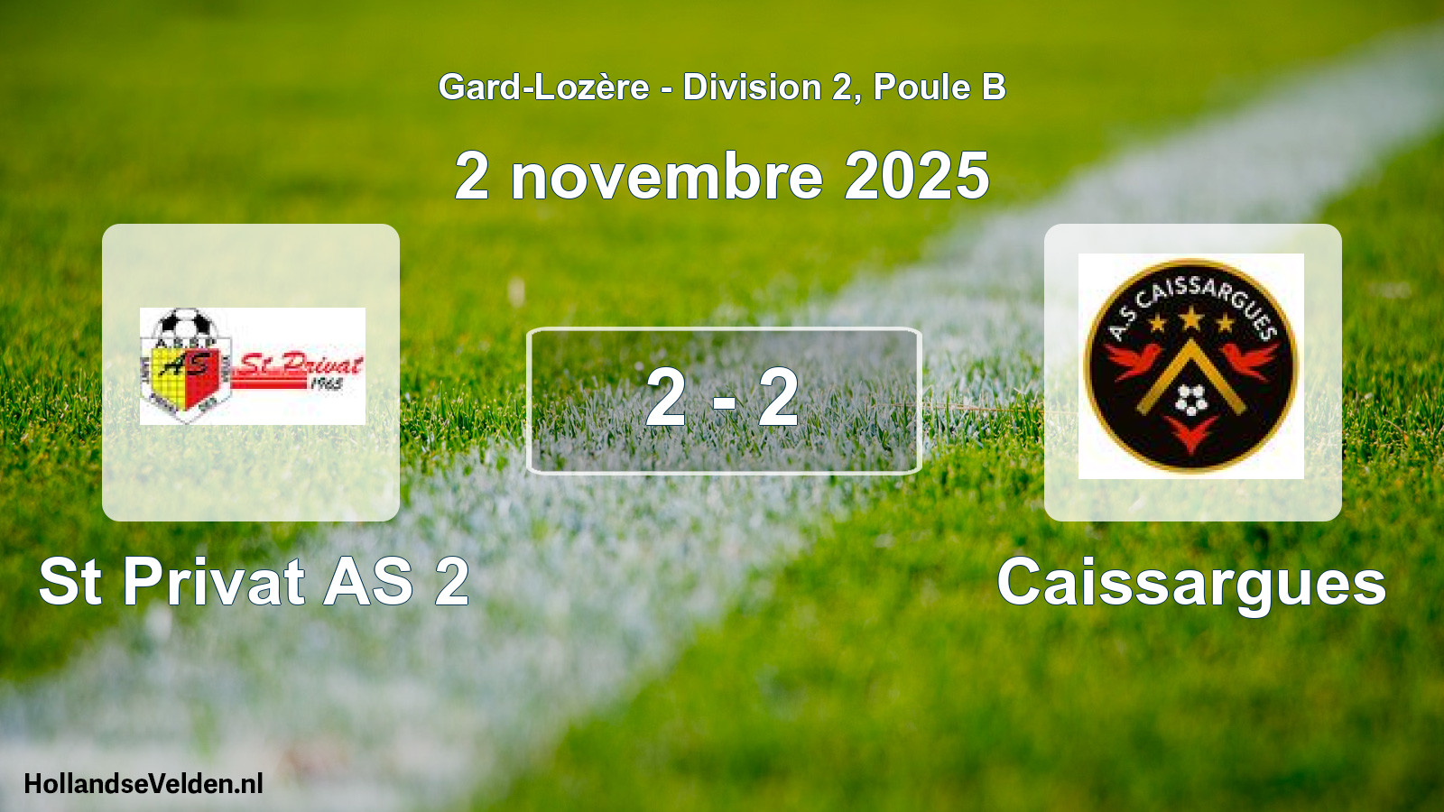 Gespeelde wedstrijd: St Privat AS 2 - Caissargues 2 - 2 (2 november 2025)