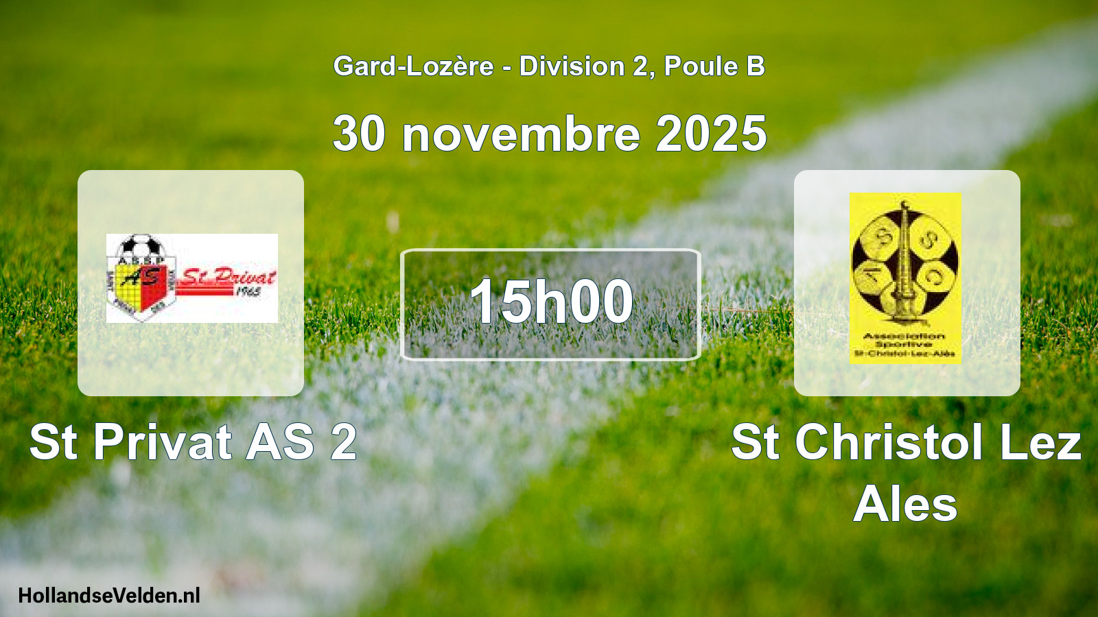 Match programmé: St Privat AS 2 - St Christol Lez Ales (30 novembre 2025)