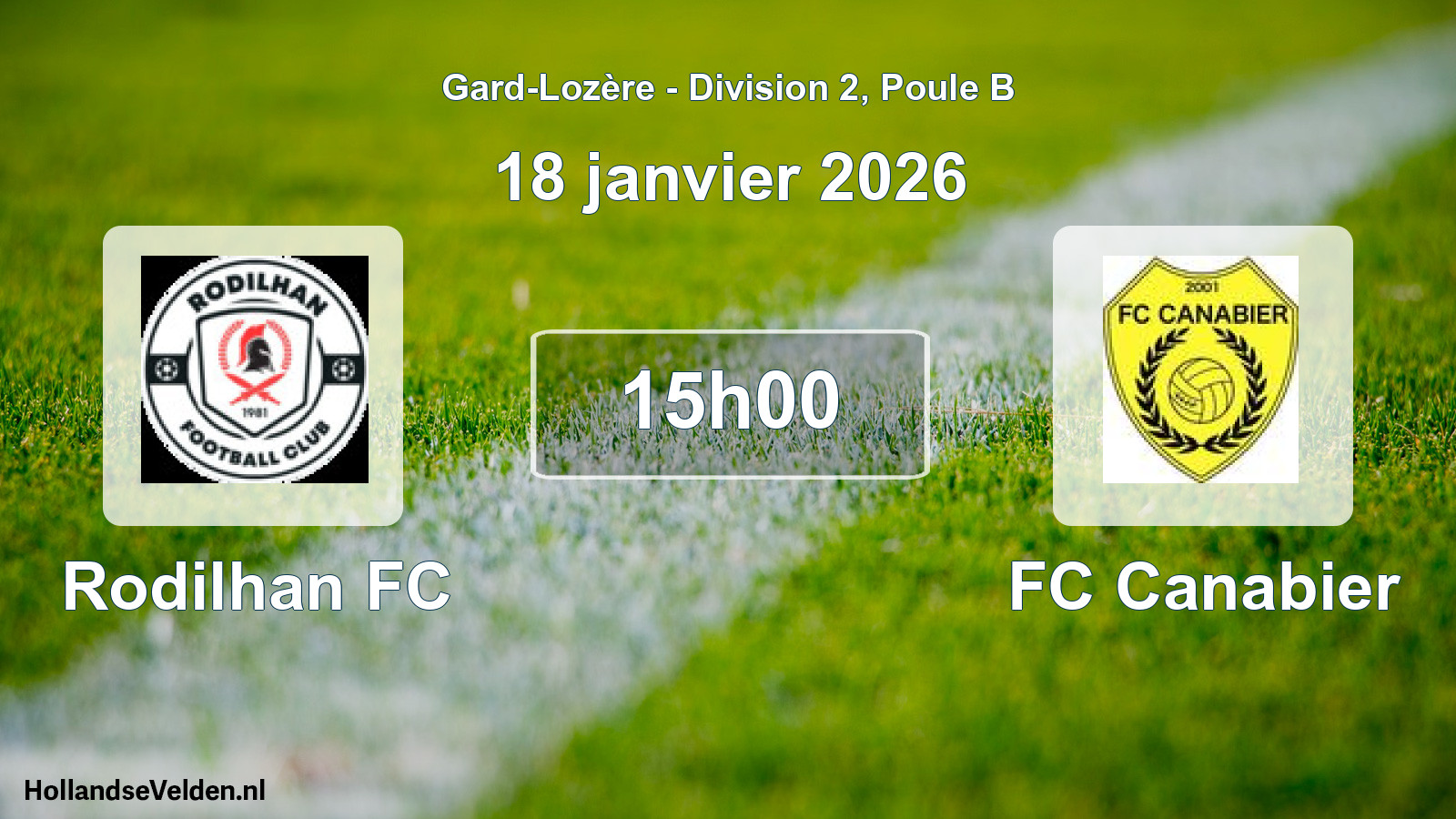 Match programmé: Rodilhan FC - FC Canabier (18 janvier 2026)