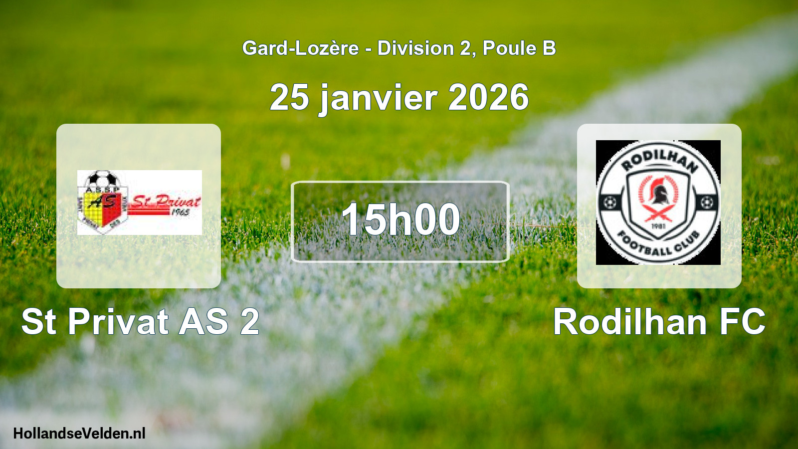 Match programmé: St Privat AS 2 - Rodilhan FC (25 janvier 2026)