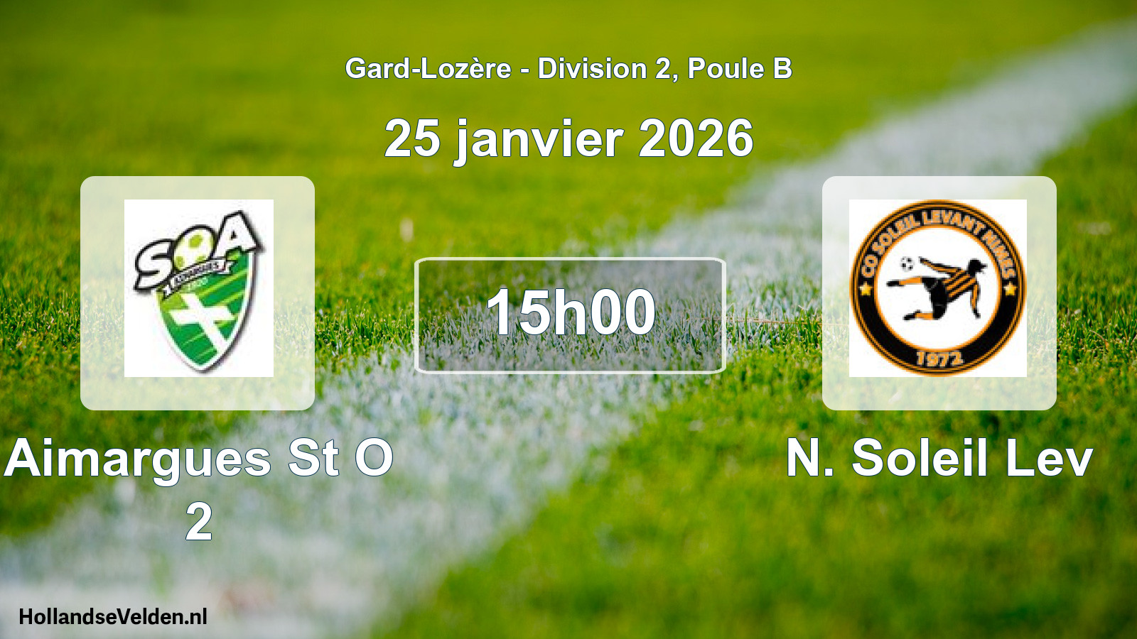 Match programmé: Aimargues St O 2 - N. Soleil Lev (25 janvier 2026)