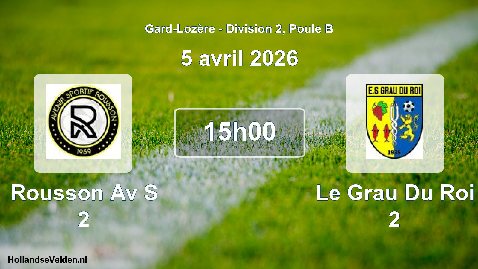 Match programmé: Rousson Av S 2 - Le Grau Du Roi 2 (5 avril 2026)