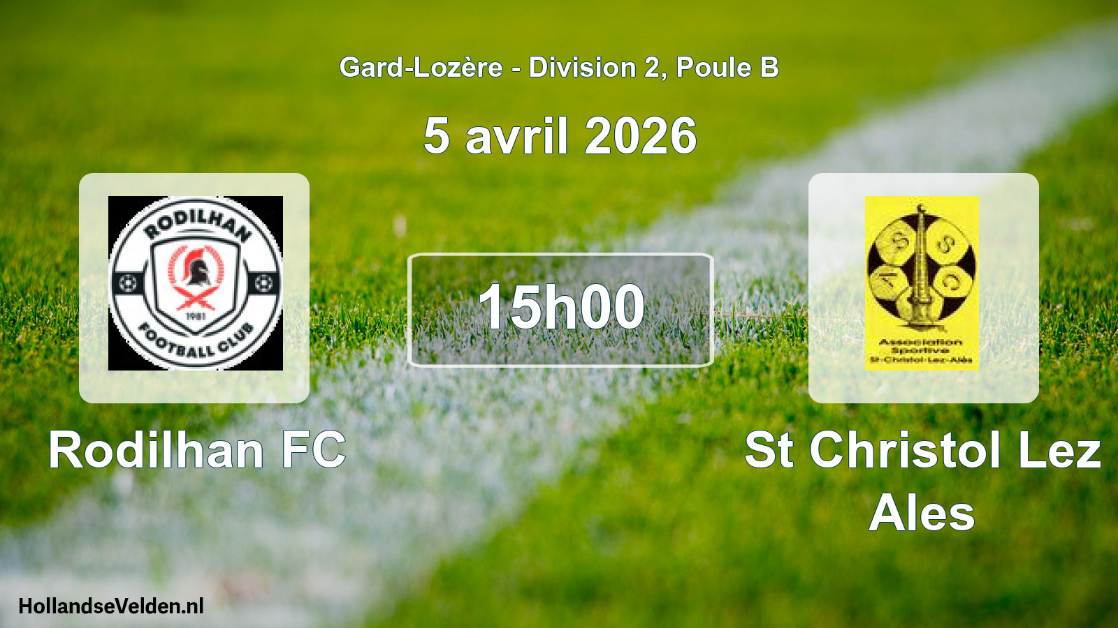 Match programmé: Rodilhan FC - St Christol Lez Ales (5 avril 2026)