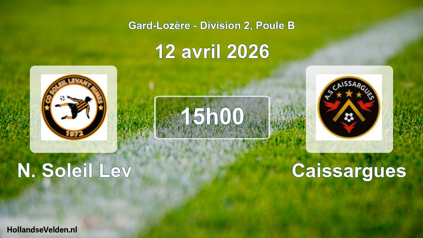 Match programmé: N. Soleil Lev - Caissargues (12 avril 2026)